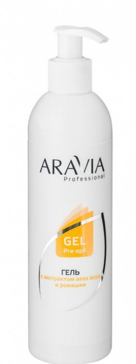 1021 Aravia Professional Гель с экстрактами алоэ вера и ромашки перед депиляцией, 300 мл